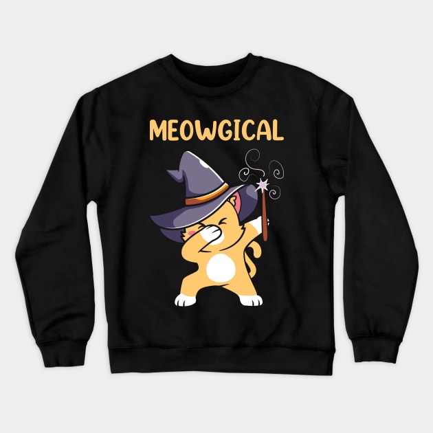 Cat Meowgical Dabbing Halloween Crewneck Sweatshirt by ReeseClaybro